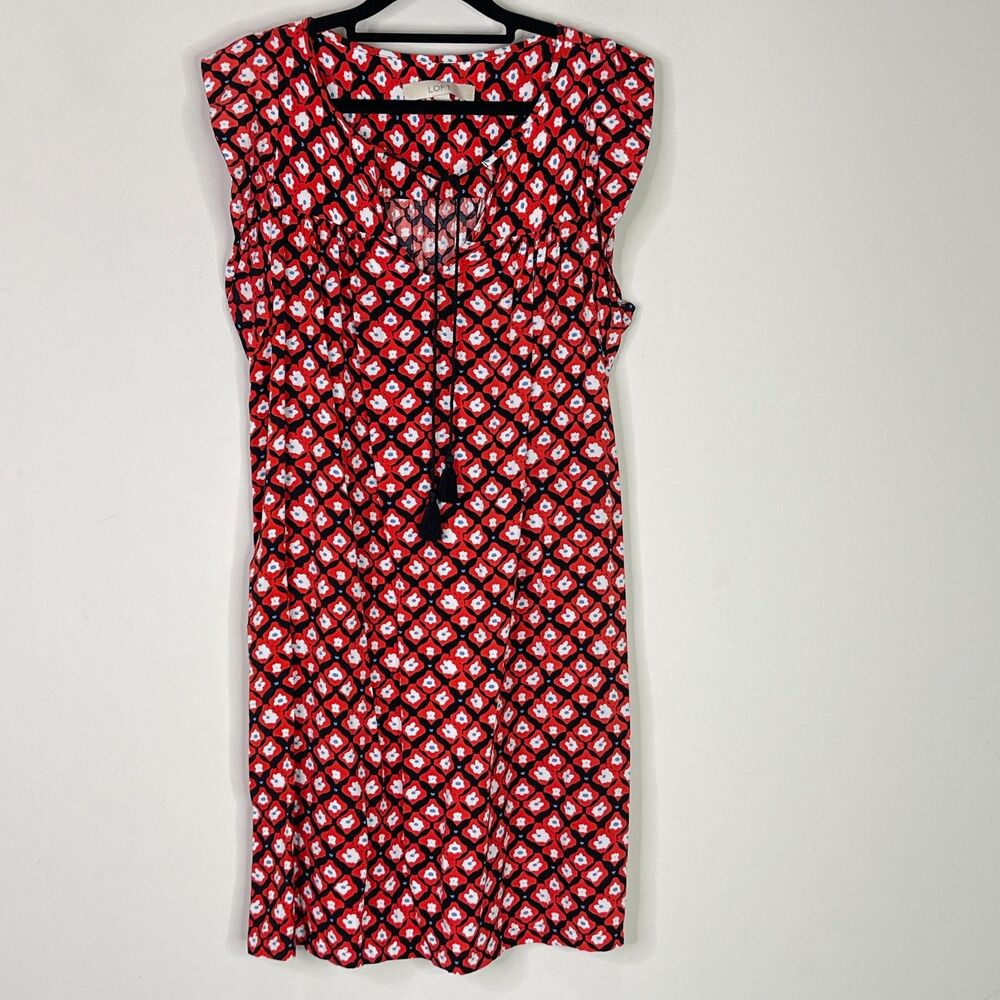 LOFT Amaryllis Tassel Floral Shirt Dress Women's Size Small - Picture 2 of 9